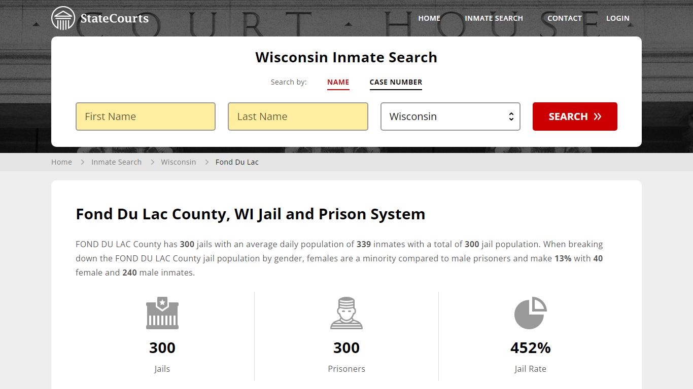 Fond Du Lac County, WI Inmate Search - StateCourts