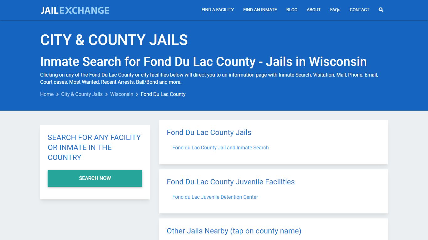 Inmate Search for Fond Du Lac County | Jails in Wisconsin - Jail Exchange